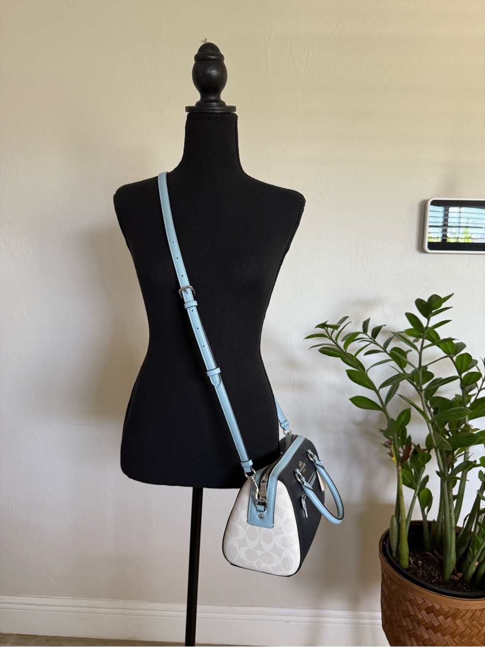 Coach Crossbody Satchel in Light Blue and Chalk